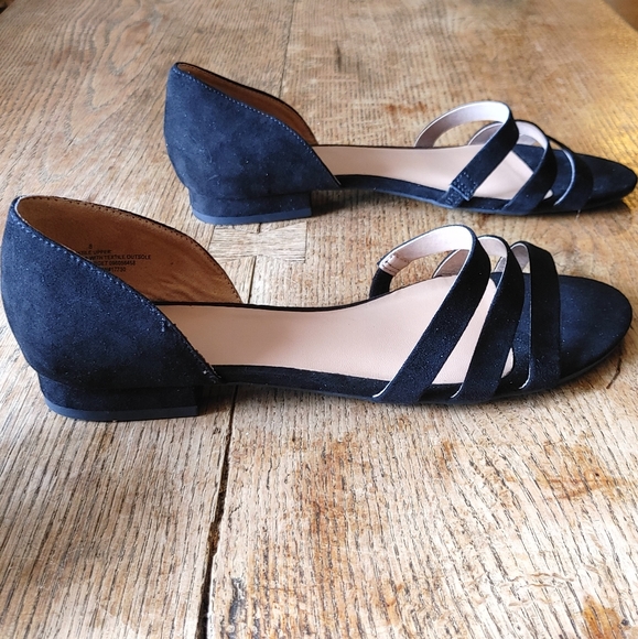 Women's Black Slip On Sandal Ballet Flats - Picture 5 of 8